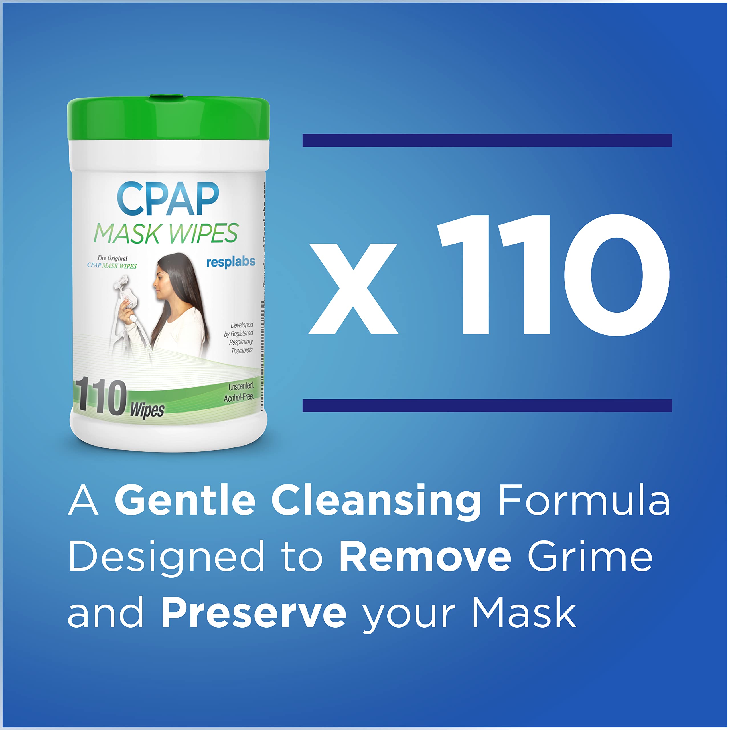 resplabs CPAP Mask Cleaning Wipes Unscented, Alcoholfree Cleaner for