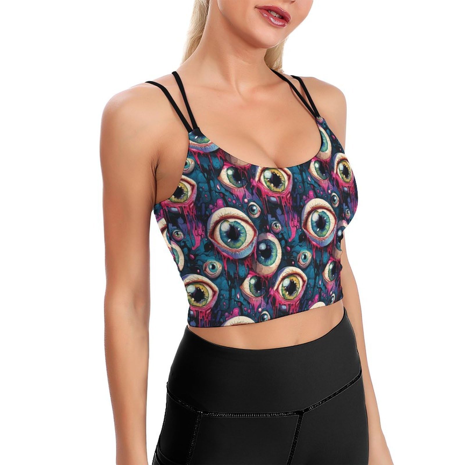 Soutien-gorge de sport longline rose imprimé abstrait brassière intégrée - 7