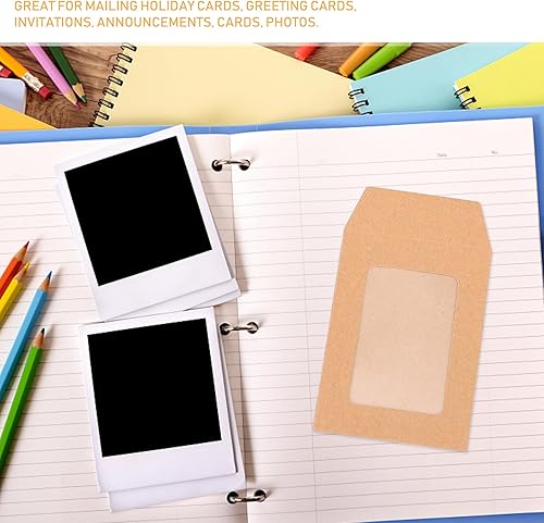 Miniatura 8 de Baluue 25 sobres de tarjetas, sobres de monedas pequeñas de papel kraft con ventana transparente, mini piezas para artículos pequeños, sellos,
