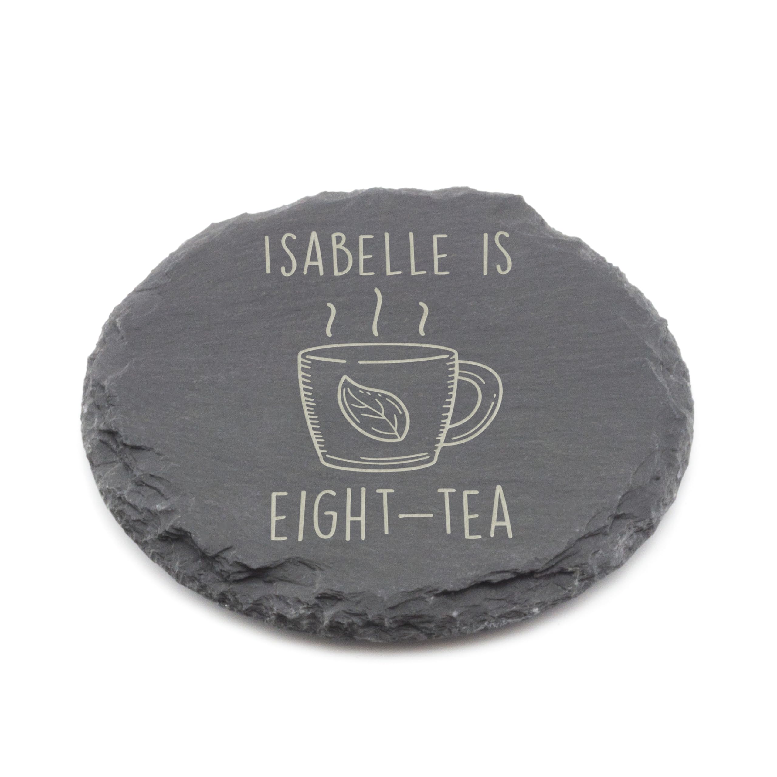 A1 Graphics Ltd Grey Eight Tea Slate Coaster 80Th Birthday Gift For Tea Lovers Engraved Drink Mat Novelty Milestone Present For Him Or Her (Round)