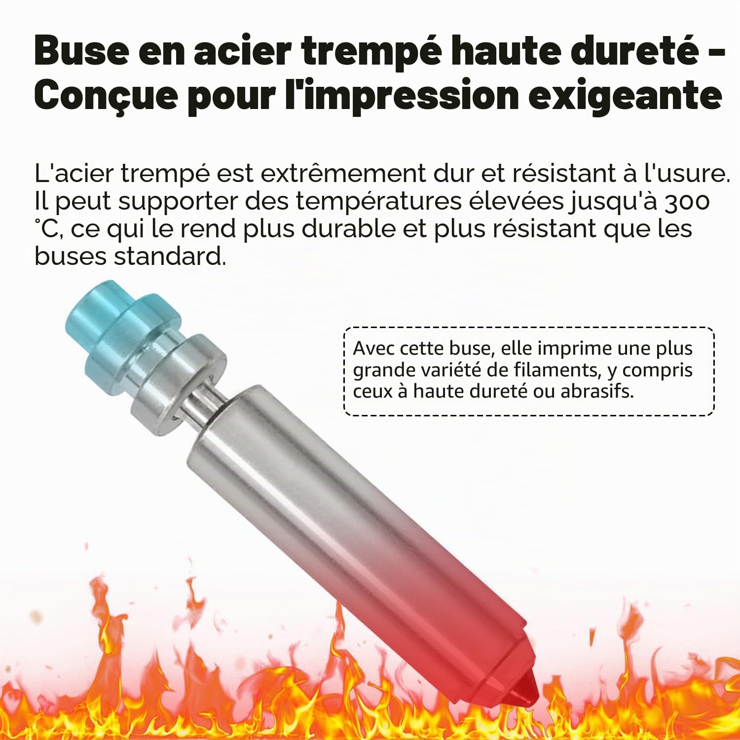 HzdaDeve 3PK 0,4 mm 0,6 mm 0,8 mm Buses intégrées en acier dur pour Kobra X Combo Quick-Swap Tube gorge haute débit haute vitesse Buses de tête d'impression Hot End pour imprimante 3D Anycubic