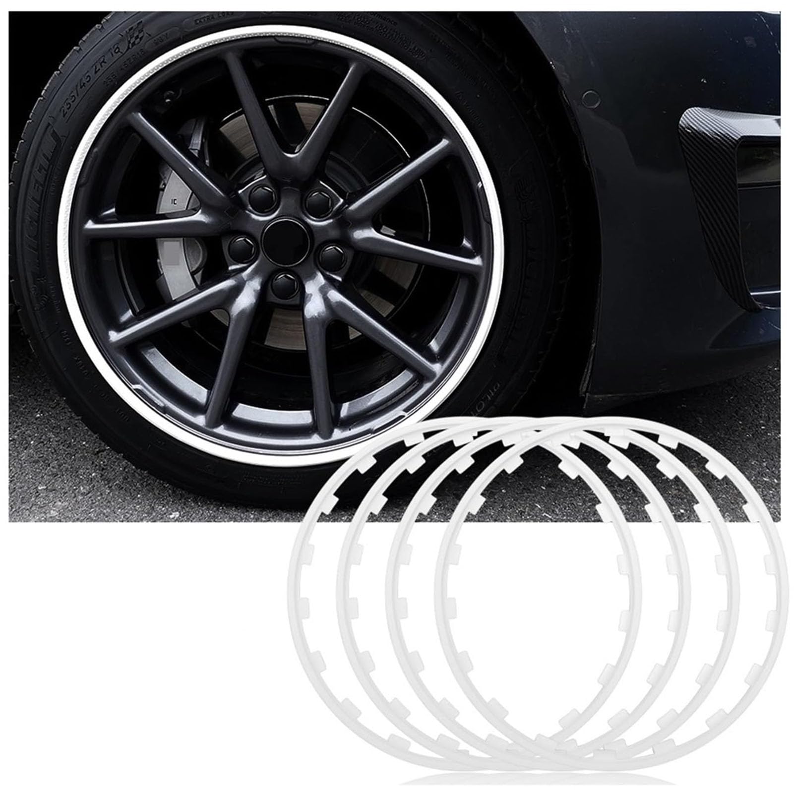 - Alloy Rim Protectors, 18-Inch White Wheel Edge Trim, 4PCS Nylon Anti-Scratch Tire Guard, Durable Rim Hub Protectors for 16-20 Inch Wheels, Stylish Rim Protection