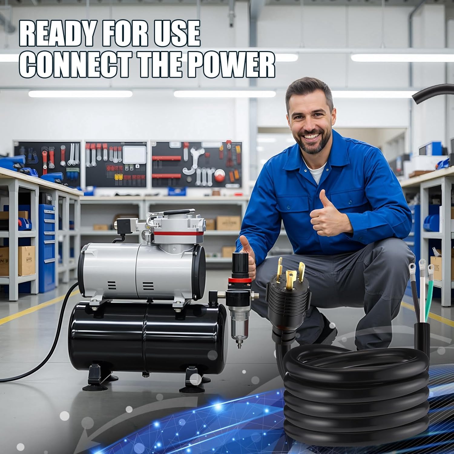 Kanayu 15 ft 10 Awg 3 Prong Replacement Power Cord Compatible with Nema L6-30p, 30 Amp 250v Welder Extension Cord with Open End for Welder Garage Heater Air Compressor, Etl Listed