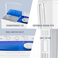 Vista 5 de VCJ - Minilavadora portátil, lavadora de doble tina compacta con lavadora y secadora combinada con capacidad de 28 libras, lavadora de 18 libras