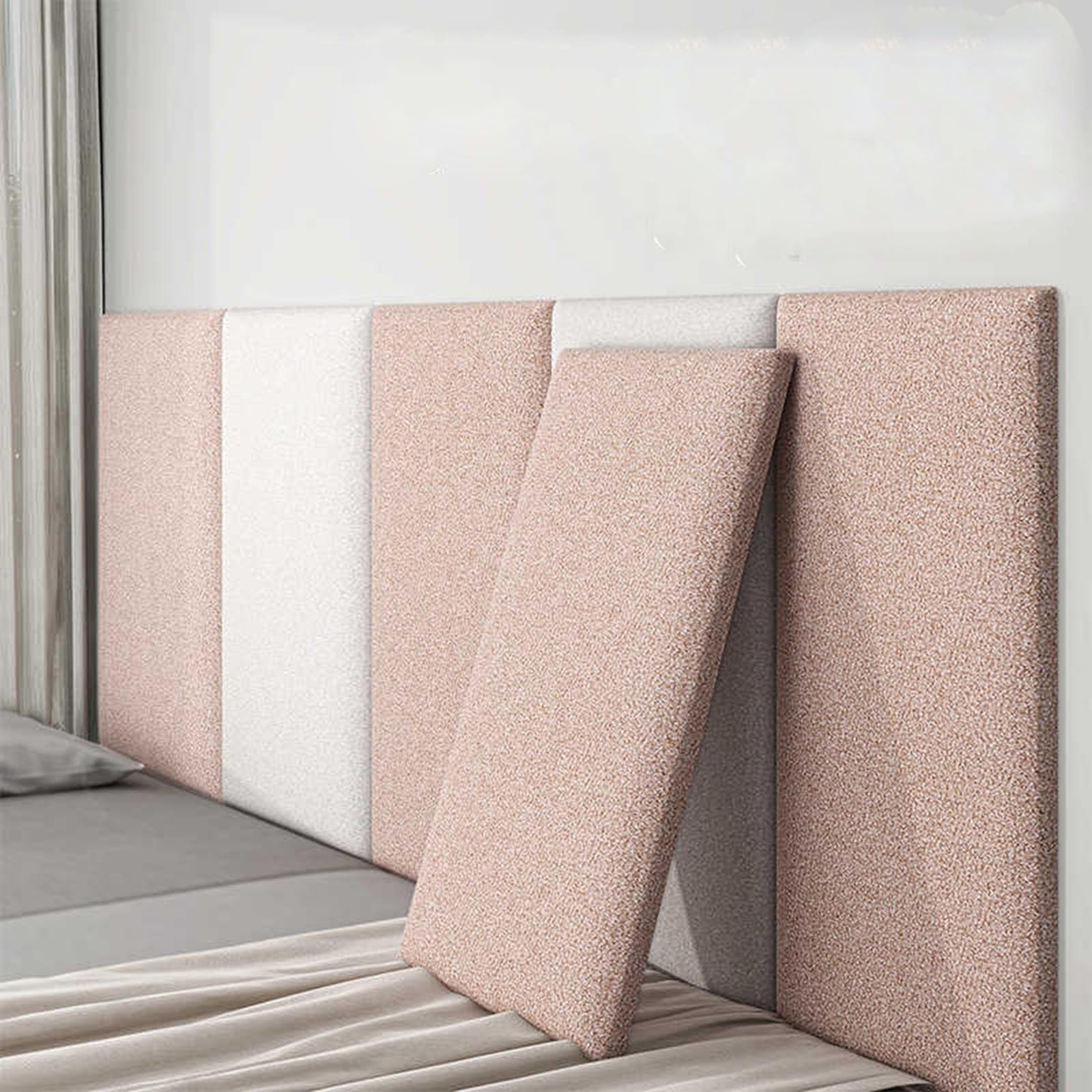 Tapis de Sol Anti-Collision pour Enfants, tête de lit autocollante, Panneaux muraux rembourrés, Isolation Thermique, Tapis en Mousse, revêtement Mural décoratif (Gris Clair, 10 pièces)
