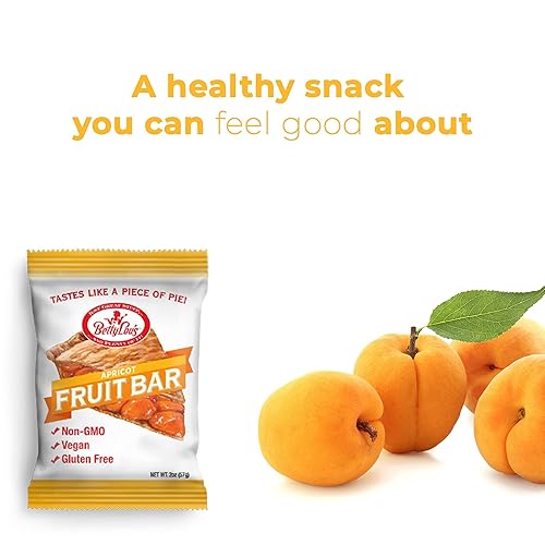 Miniatura 5 de Betty Lou's Paquete de barras de frutas  Paquete de 12 albaricoques y paquete de 12 arándanos  Sin gluten, veganas, sin OMG  Snacks deliciosamente