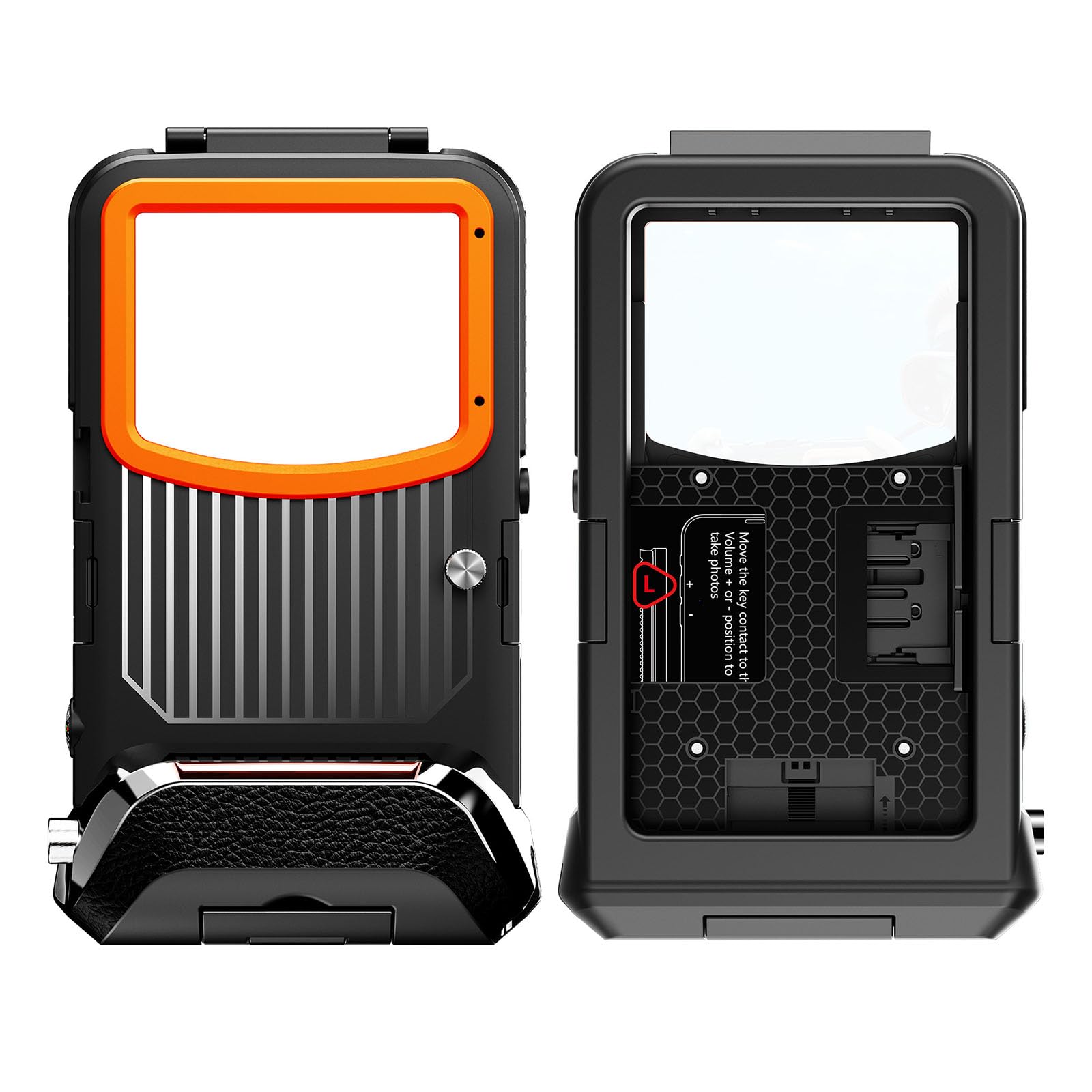Funda de teléfono de color brillante con cierre reforzado y protección contra líquidos que garantiza una acción segura bajo el agua de 50 pies durante actividades marinas buceando