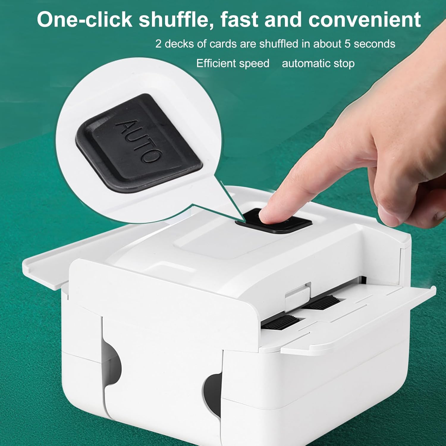 Asixxsix Automatic Card Shuffler, One Button Operation Low Noise USB C Rechargeable Electric Shuffling Machine, with Smart Sensor, for Cards up to 67mm