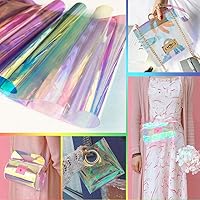 Vista 4 de VILLCASE Rollo de envoltura de celofán transparente de 4 hojas, película decorativa iridiscente A4 transparente para ventana, película sinfónica