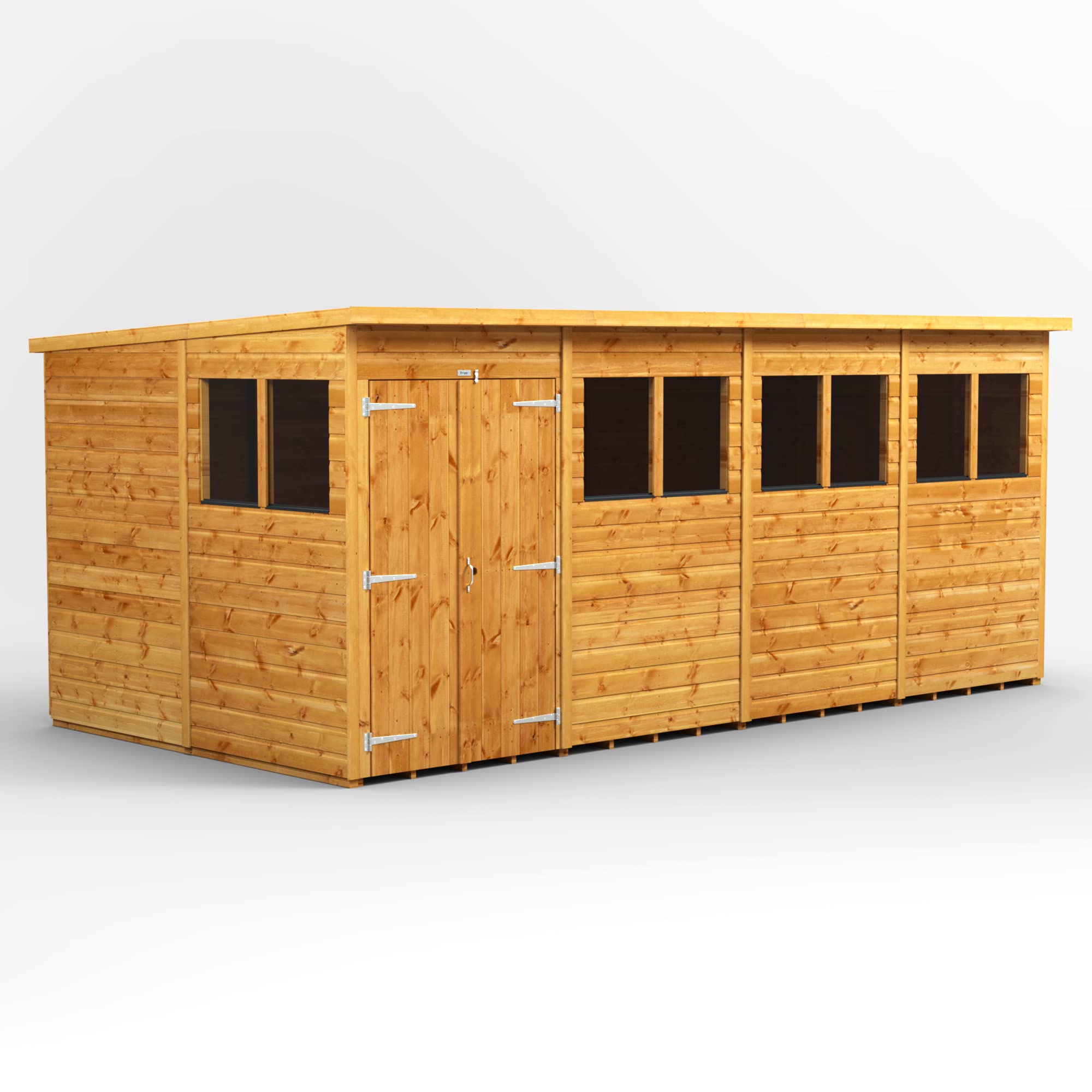 Buy POWER Sheds wooden shed. 16 x 8 double door wooden shed. 16x8 pent