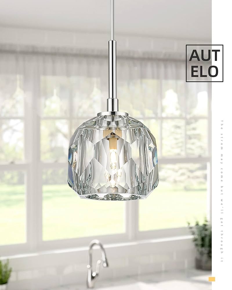 AUTELO 2 Pack Modern Pendant Light Fixtures, Small Crystal
