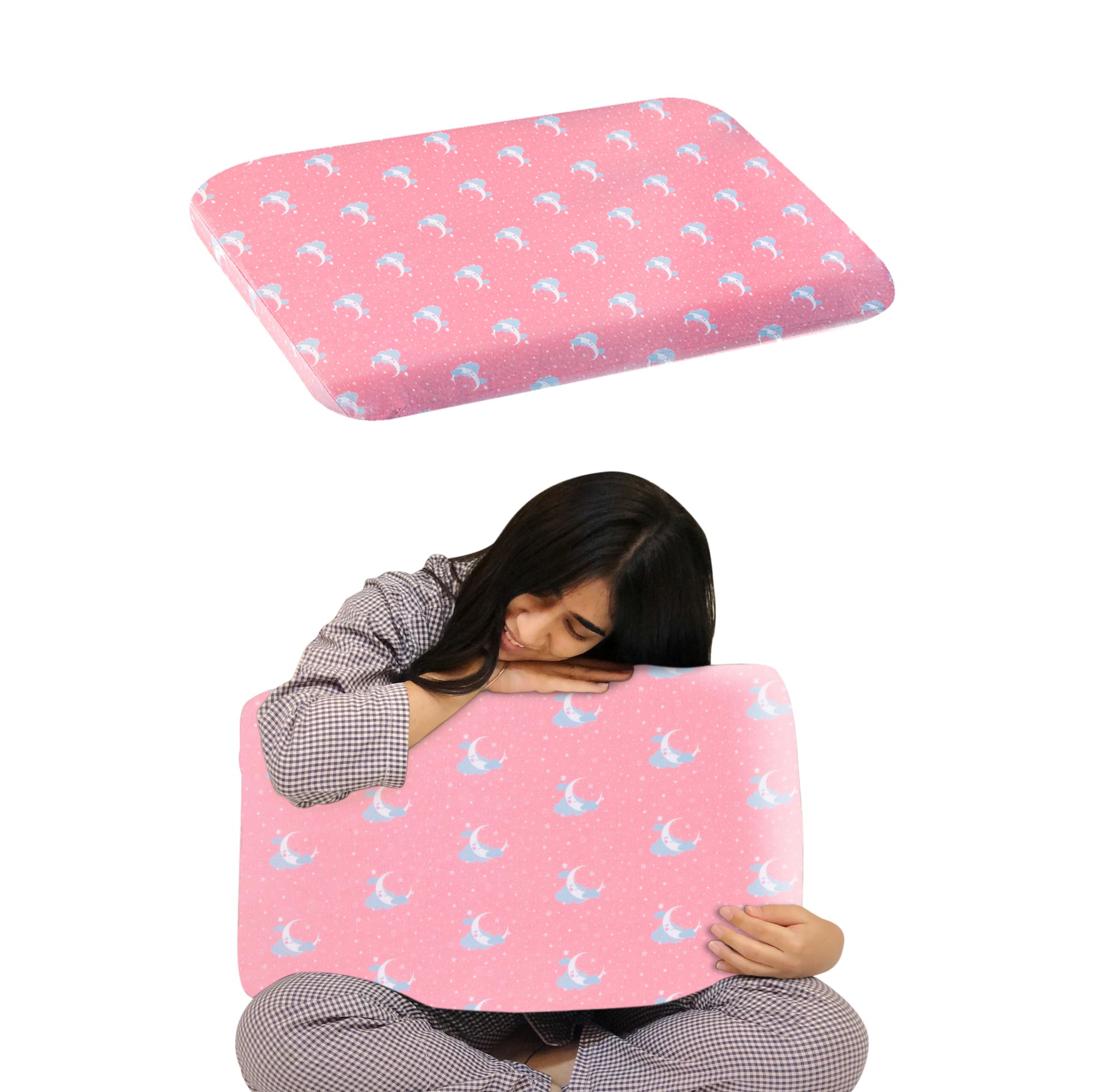 The White Willow Bed Pillow for Kids – Memory Foam Baby Pillow for 2 to 8 Years – Soft Kids Pillow for Sleeping – Small Toddler Pillow for Boys & Girls – Pillow with Removable Cover – Ocean Pink-image-17