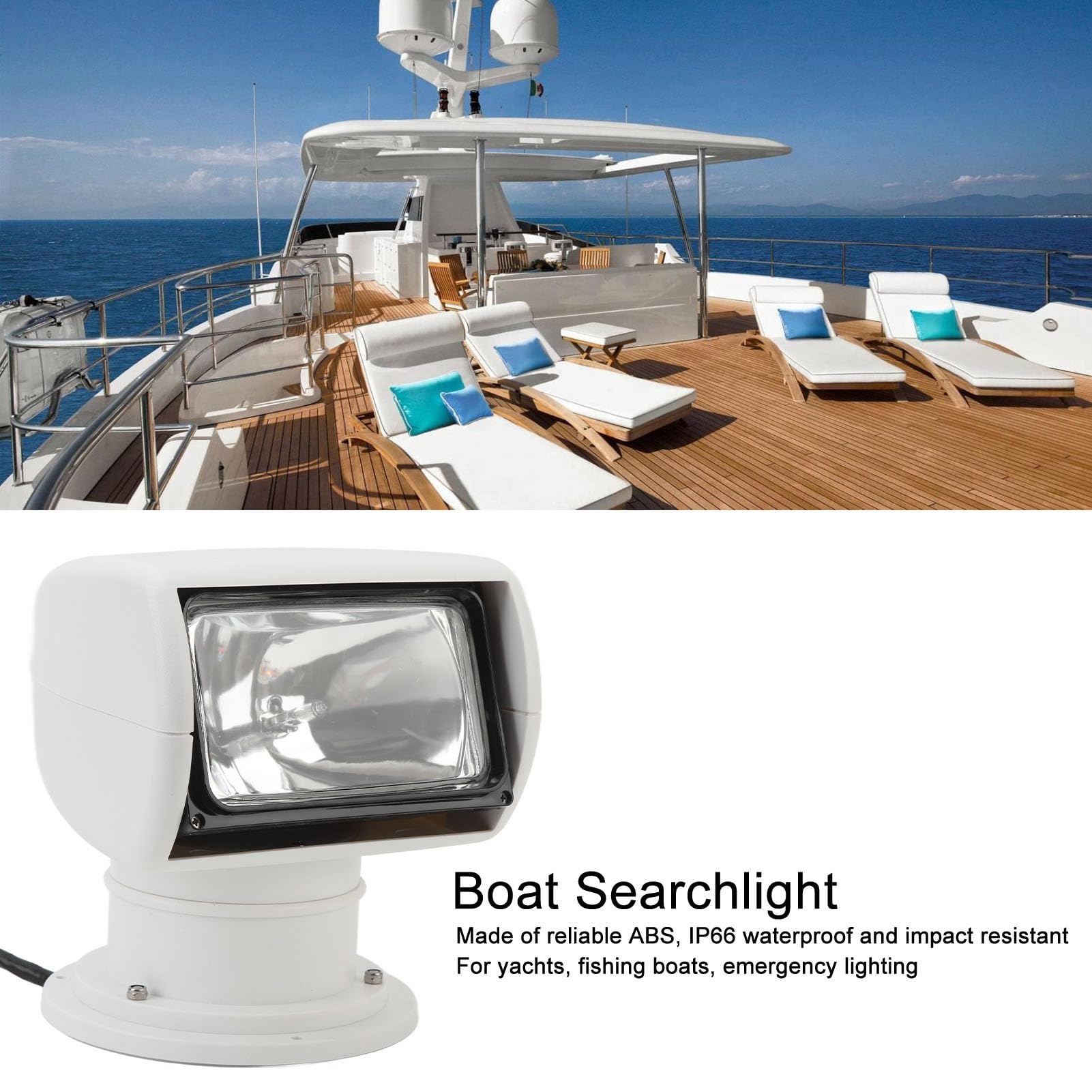SUSTIVA PORTABLE HALOGENELLLIGHT 360 ° ROTATE IP67 Water Defiance 100W Marine Spotlight Remote Contrôle des bateaux de pêche des yachts (12V)