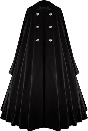 Gothic Steampunk Victorian Hooded Medieval Cape Cloak with Sleeves