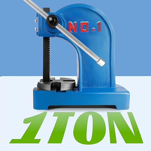 Miniatura 3 de Prensa manual de eje de 1 tonelada, prensa de eje de altura máxima de 5.5 pulgadas, prensa manual de hierro fundido resistente de metal para mesa,