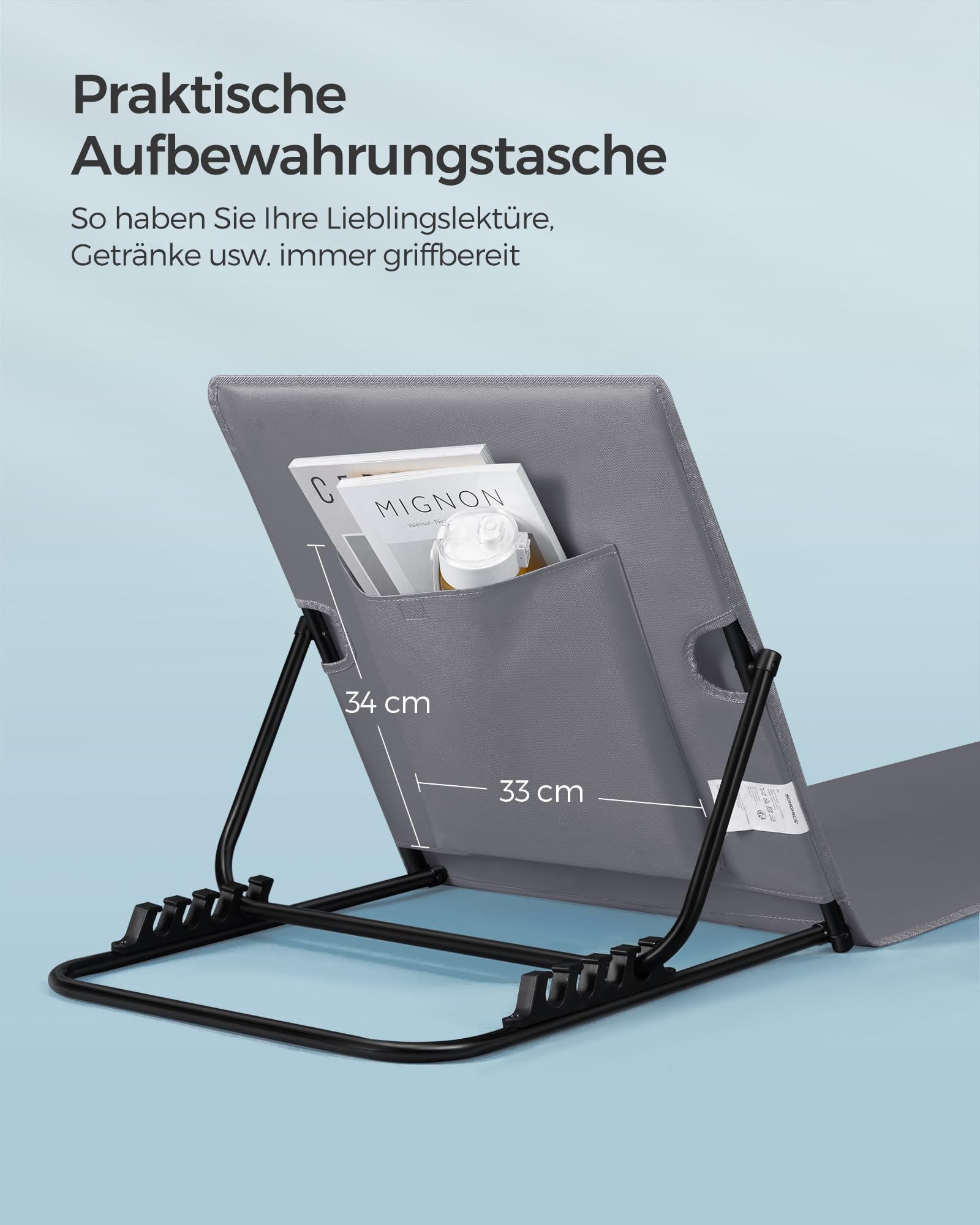SONGMICS Strandstuhl, 2er Set, Campingstuhl, Sonnenliege, Strandliege, klappbar, verstellbare Rückenlehne, leicht tragbar mit Griff, für Camping, Garten, Pool, 158 x 55 cm, schiefergrau GCB251G01