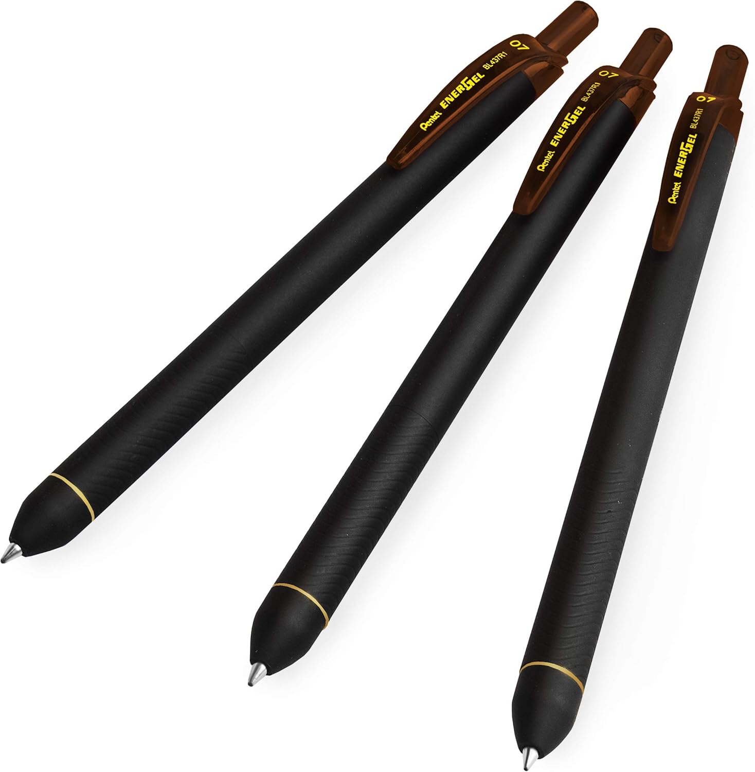 Pentel Energel BL437R1 Retractable Gel Ink Rollerball Pen - 0.7mm Nib - Brown - Pack of 3