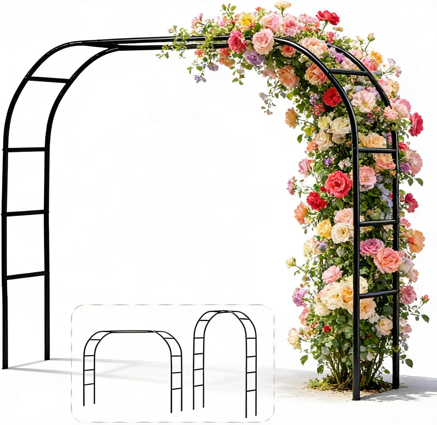 Metal Pergola Arbor 7'6"Wide x 6'5'High/4'6"Wide x 7'10"High,Assemble Freely 2 Sizes,Wide Wedding Garden Arbor Bridal Party Decoration Arbor