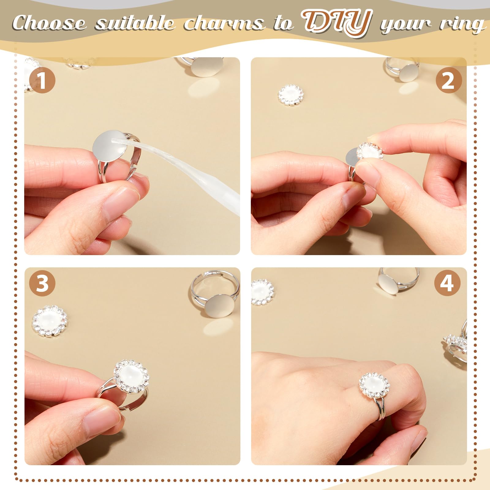 Ring Base For Jewelry Making 40-Piece Adjustable Blank Ring Bases ...