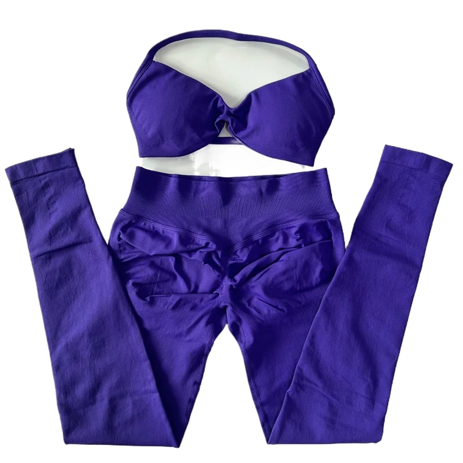 Sport Set Damen 2-teiliges Set mit Riemchen-Yoga-BH, Sport-Top, Workout-Leggings-Set, nahtloses Fitnessstudio-Set, Fitness-Kleidung, Outfit(Color 24,M)