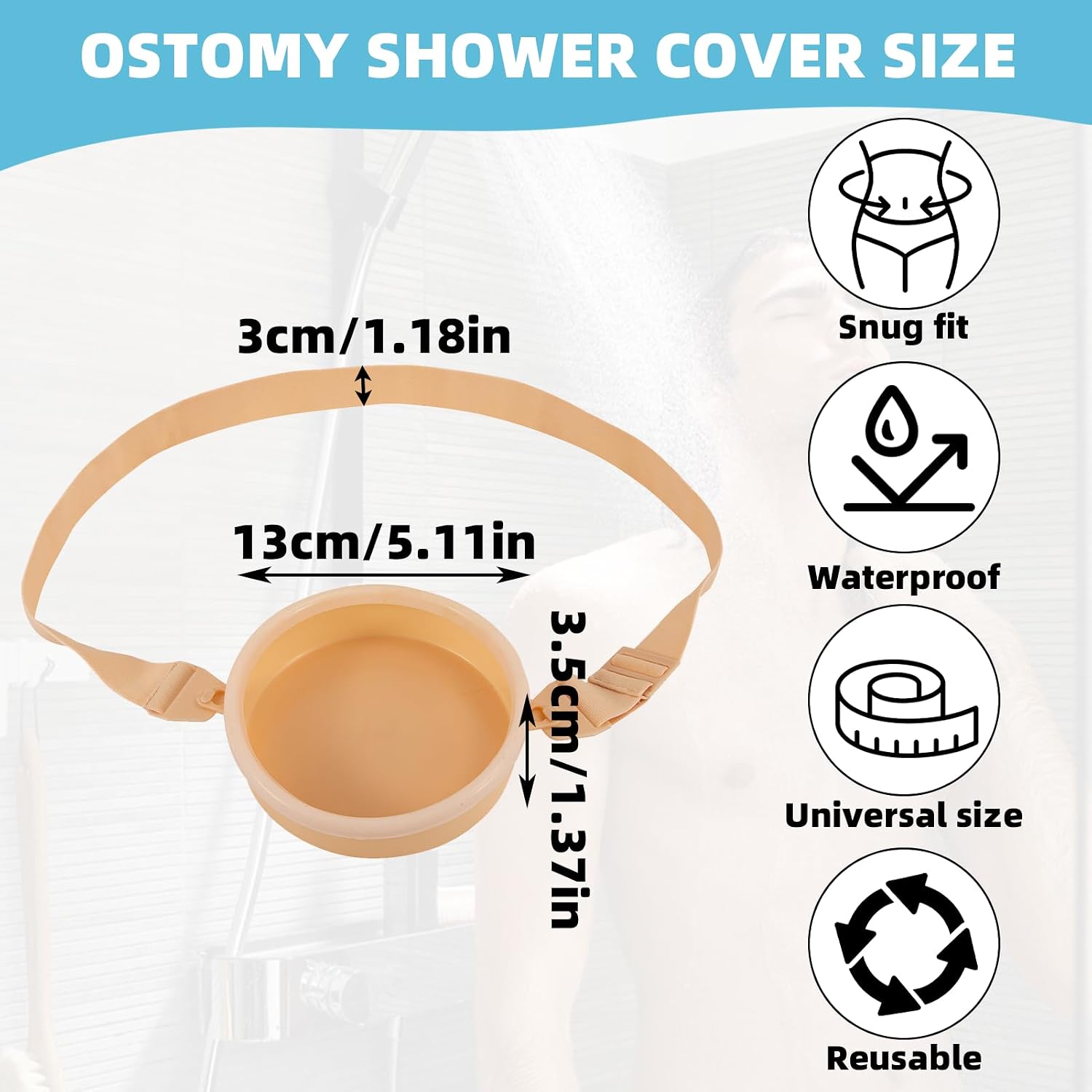 JFHNMLW Waterproof Ostomy Shower Cover,Ostomy Supplies for Colostomy, Ileostomy Wound Protector