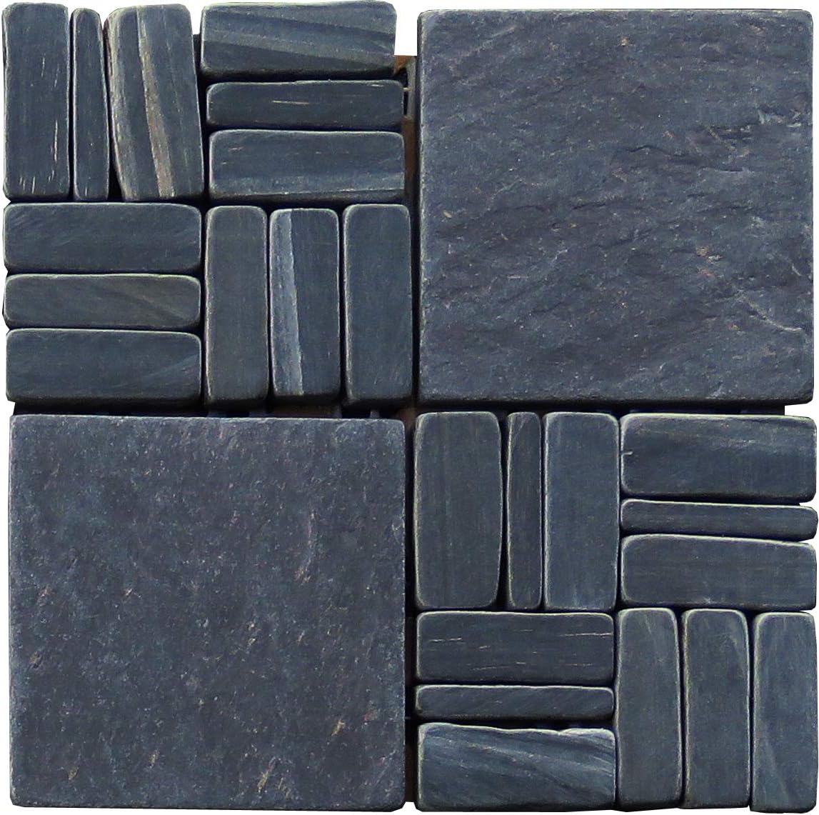 LS010-S-sample Landscape Wonder Slate 2 x 2-Inch Alternate Mosaic Tile Sheet, Sample, Black