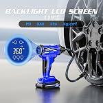 CARSUN Tire Inflator Portable Air Compressor, 150PSI Cordless Tire Pump with DC 12V/Battery Dual Power Supplies, Portable Handheld Air Pump, Digital Pressure Gauge for Car Tires, Bicycles, Balls, Blue