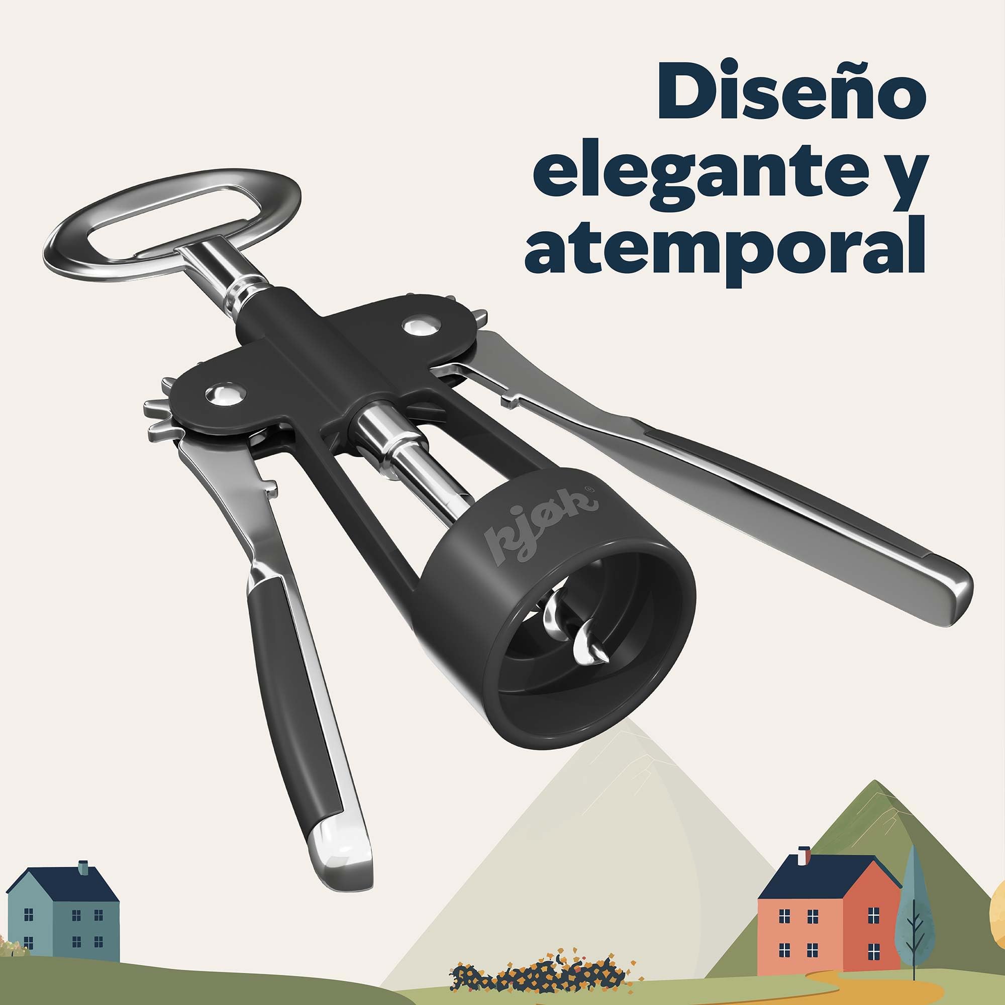 kjøk Premium Sacacorchos de alas, abridor de botellas de vino, abrebotellas multifuncional para vino, sacacorchos de aleación de zinc para corchos y botellas con cierre metálico