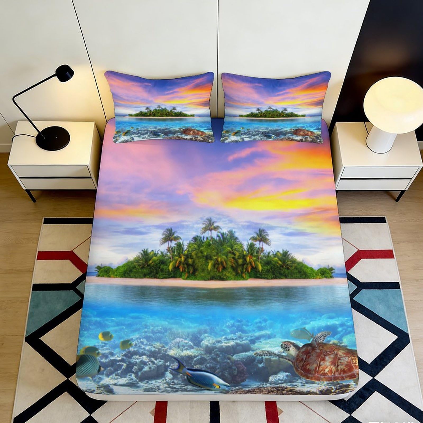 3D Printed Sheep Fitted Sheet Microfiber Deep Pocket Bedroom Bedding Elastic Hem Sheep Mattress Fitted Cover for Adults Teens 160x200x25cm