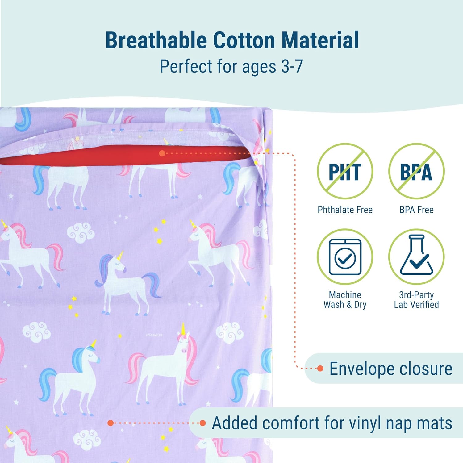 Wildkin Kids Rest Mat Cover Bundle with Bento Box, Reusable Mat Cover & Lunch Set for School and Travel - Unicorn