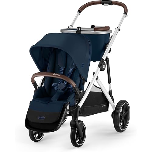 Cybex Gazelle S Stroller Modular Double Stroller for Infant and Toddler Includes Detachable Shopping Basket Over 20+ Configurations Folds Flat for Easy Storage Ocean Blue 28.4 pounds 1.0 Count