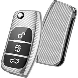 OATSBASF Funda para Llave Ford,Cover Carcasa de TPU Silicona para Ford Fiesta Focus Galaxy Fusion Mondeo C-MAX S-MAX Bantam,Protección Llaveros Mando a Distancia（Plata-Raya）