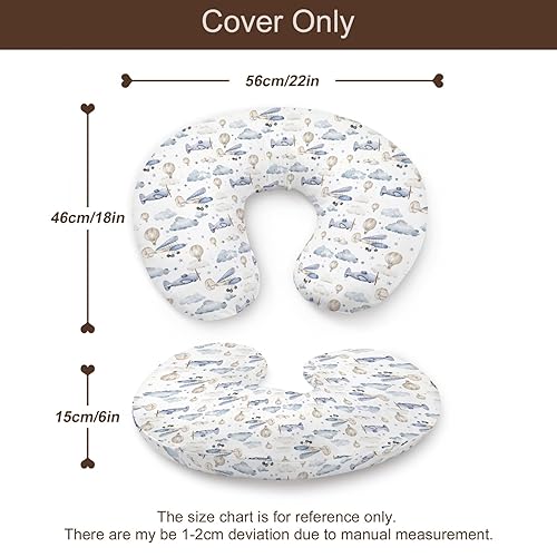 Miniatura 7 de Funda de almohada de lactancia con diseño de estrella de nube de avión, unisex, tema de transporte de globo aerostático, funda de almohada extraíble