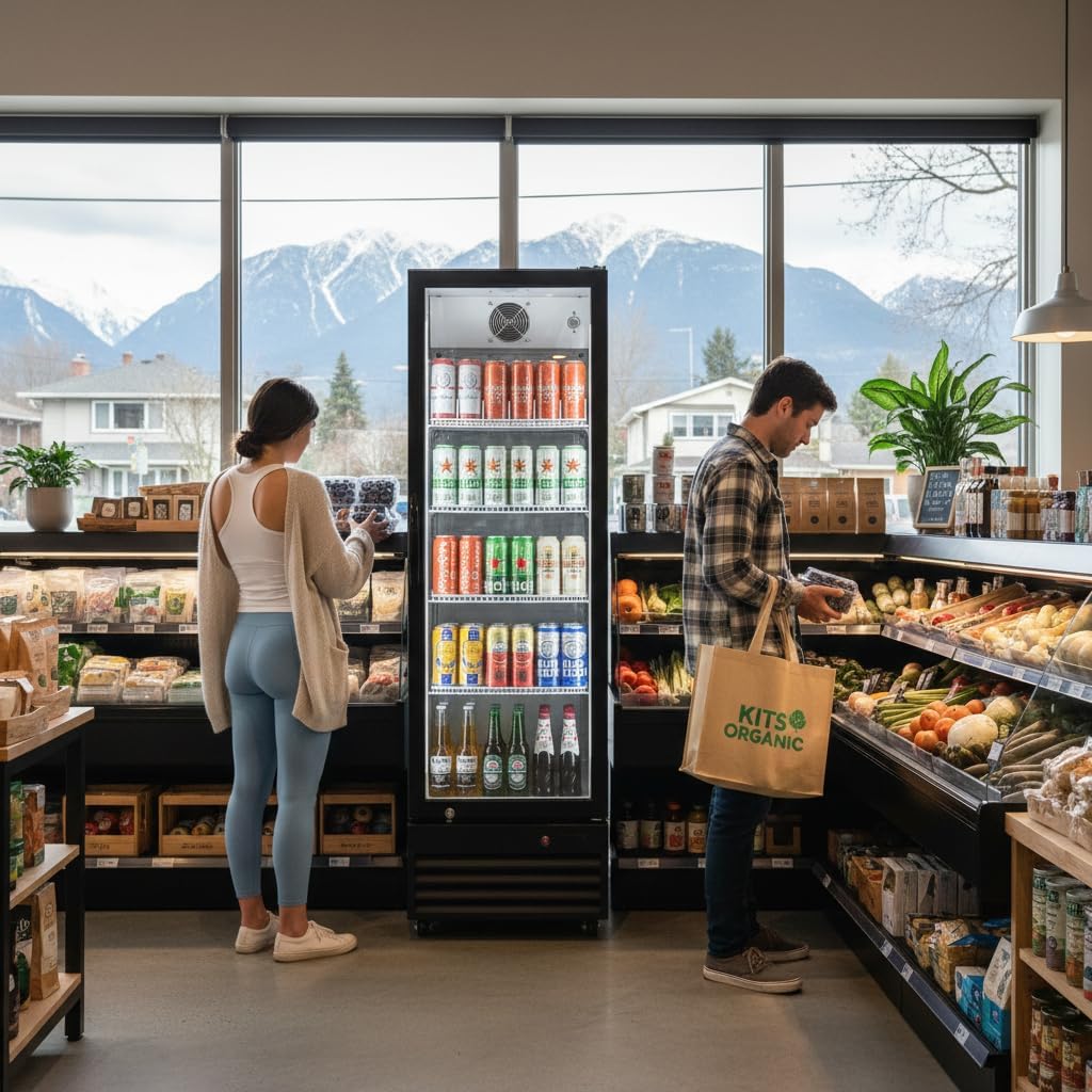 BODEGACOOLER Commercial Beverage Refrigerator with Glass Door,12.5 Cu.Ft Display Merchandiser Drink Refrigerator,Upright Commercial Bar Fridge,Display Drink Cooler,Soft LED Light,Romovable Shelves