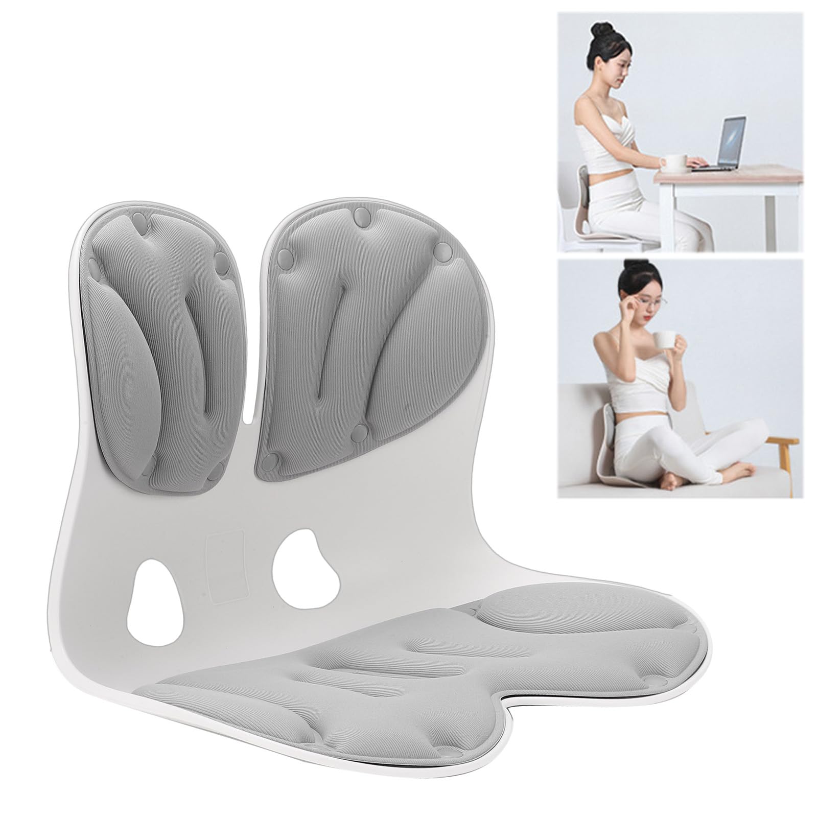 Asixxsix Cojín de Soporte Lumbar, Antideslizante, Ergonómico, para la Espalda y la Zona Lumbar, Extraíble y Lavable, para una Buena Corrección Postural Alivio del Dolor de Espalda