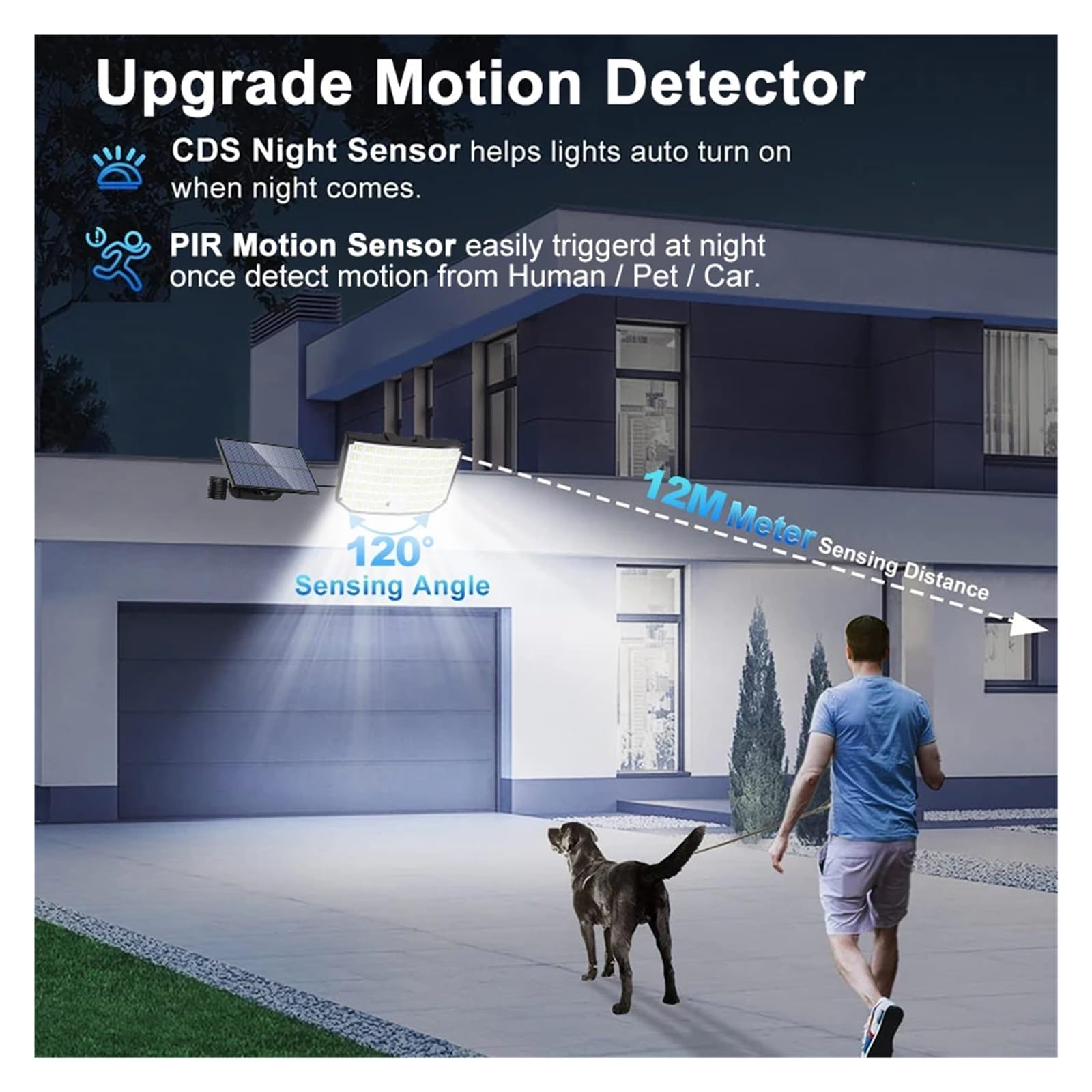 Lampy solarne zewnętrzne, 256 LED Solar Light Super Bright Flood Lights With Remote IP65 Wodoodporna lampa ścienna 3 tryby do dekoracji ogrodu