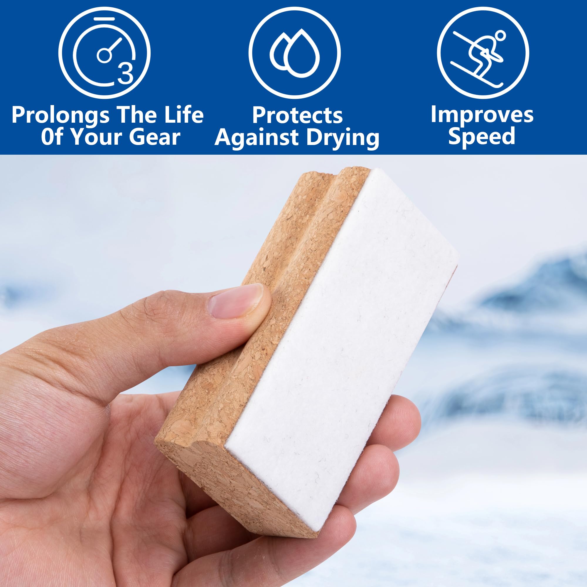 GIONAR Corchos pulidores para snowboard 2 unidades corcho natural con fieltro
