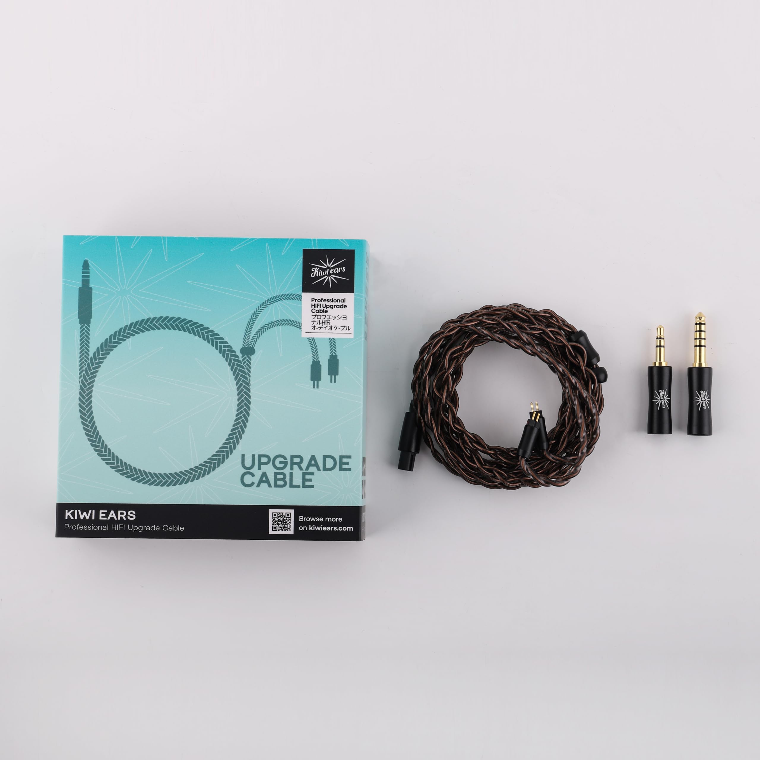Linsoul Kiwi Ears Terras IEM Câble,Pour écouteurs intra-auriculaires 4N en cuivre monocristallin 32AWG 4 âmes,HiFi Câble de 1,25m avec fiche 3,5mm/4,4mm pour Orchestra Lite Mangird Tea Pro