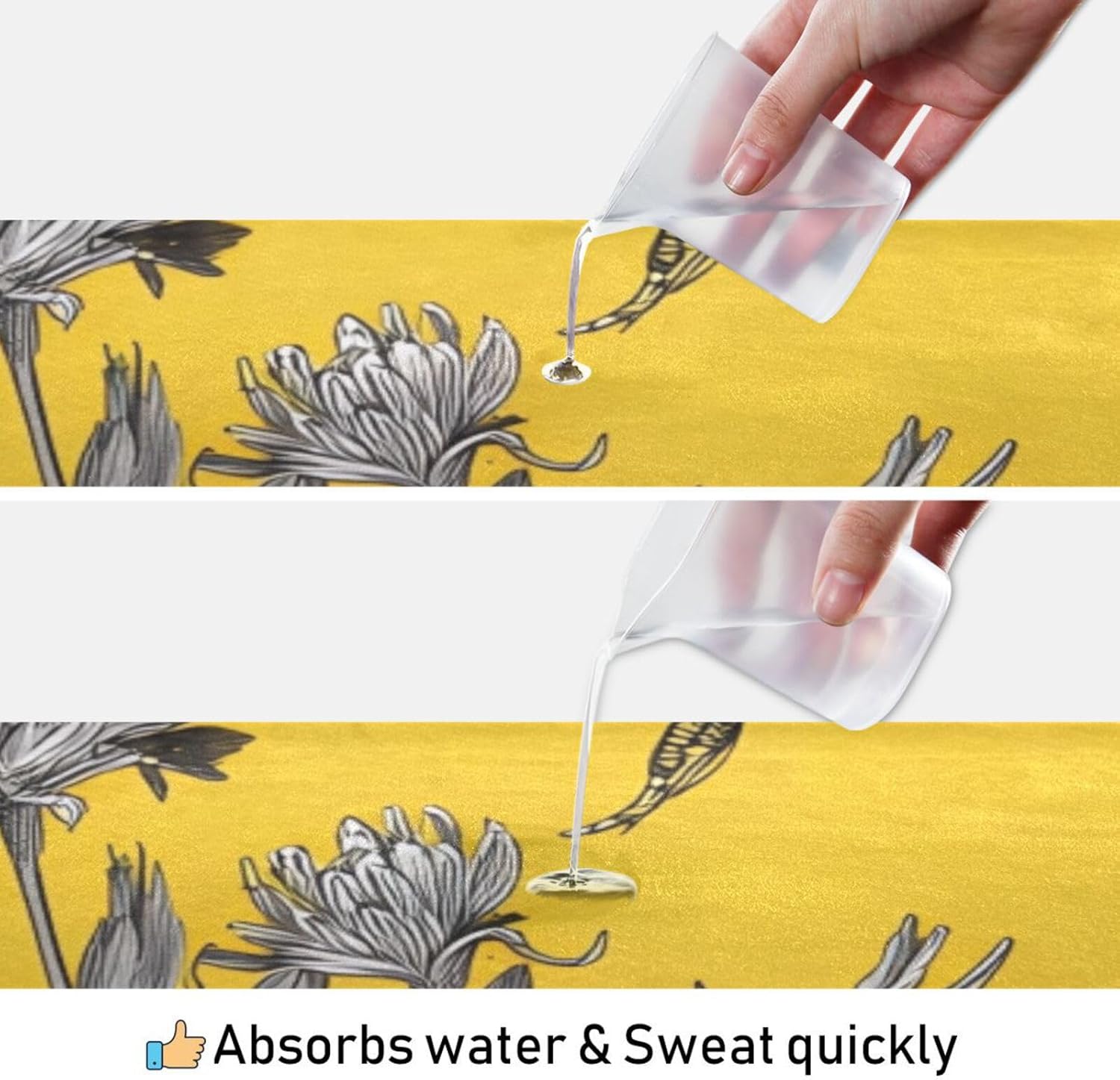 Yoga Mat Towel with Silicone Grip Dot Sphynx Flowers Yellow – 73"x27" Non-Slip Sweat Absorbent Microfiber Yoga Towel for Home Gym Studio