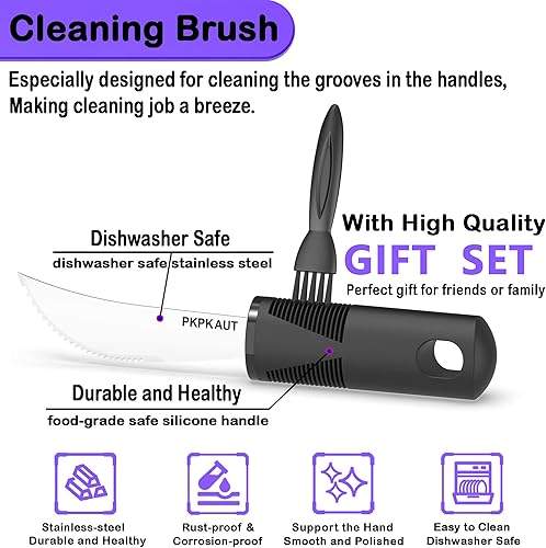 Miniatura 7 de Utensilios adaptativos para pacientes con Parkinson ancianos, utensilios con peso para temblores de manos, utensilios para comer Parkinsons para