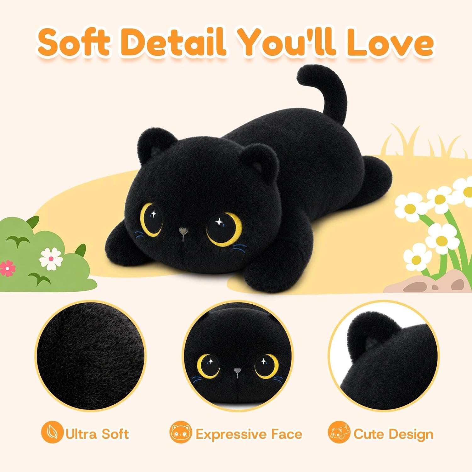 Black Cat Weighted Stuffed Animal, Soft Plush Toy Gift(10.6 Inch, 0.7 Lbs) image 3