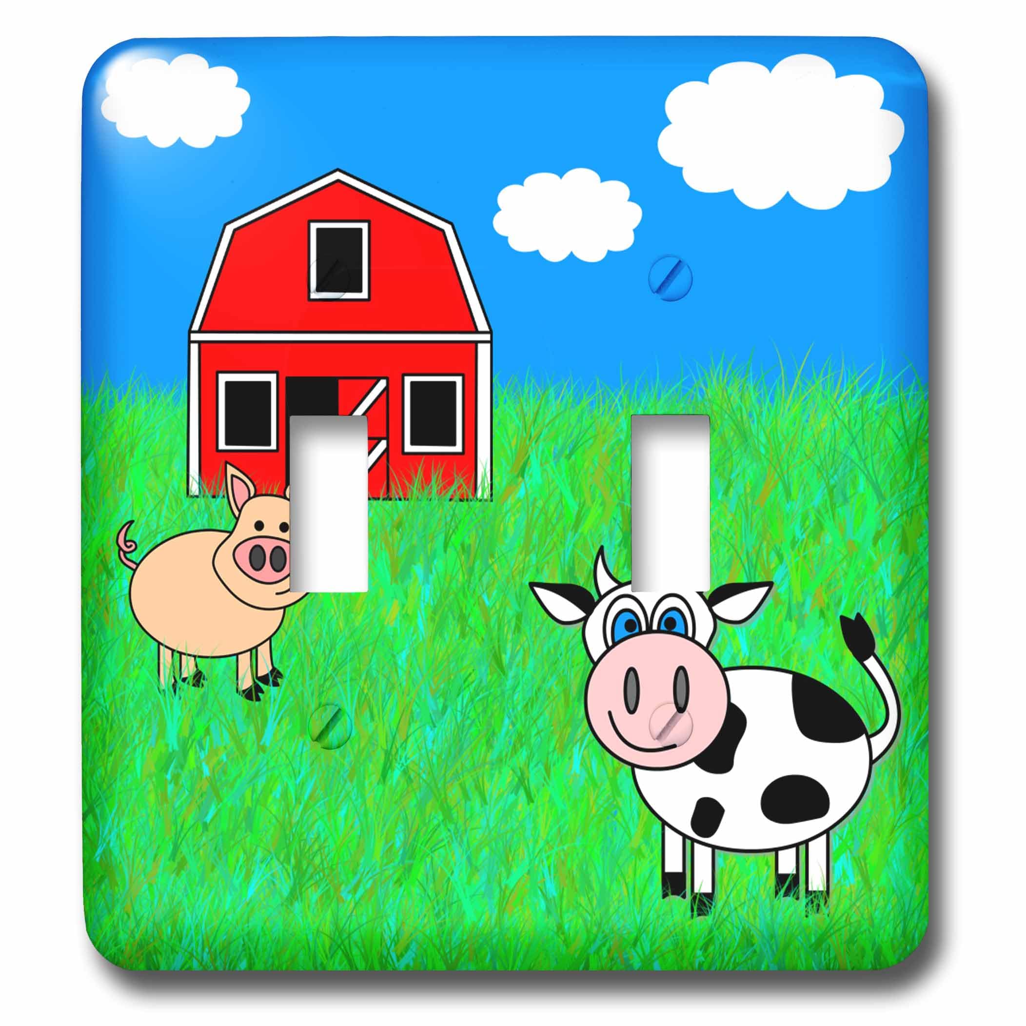 Interruptor doble decorativo de granja para habitaciones infantiles y cocinas