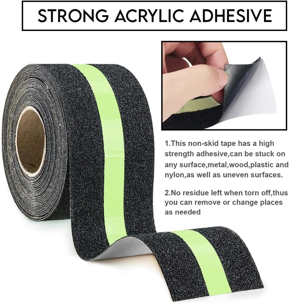 Black Neon Anti-Skid Tape | 18meter Length X 50mm Width | Glow In Dark, Heavy Duty Self Adhesive Anti-Slip Tape | Perfect for Stair, Slippery Floors, Ramps, Indoor & Outdoor Use