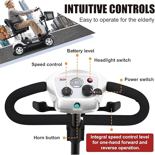 Miniatura 6 de Scooter de movilidad plegable para personas mayores, scooter de 4 ruedas para adultos, scooter médico eléctrico compacto para viajes, dispositivo de