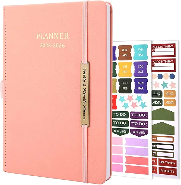 Cheericome Planner 2025-2026, Month Weekly Planner Runs JAN 2025 to JUN 2026, 2025-2026 Planner with Pen Loop, Back Pocket and Stickers, 18 Months Planner, Rose Monthly Planners 2025-2026