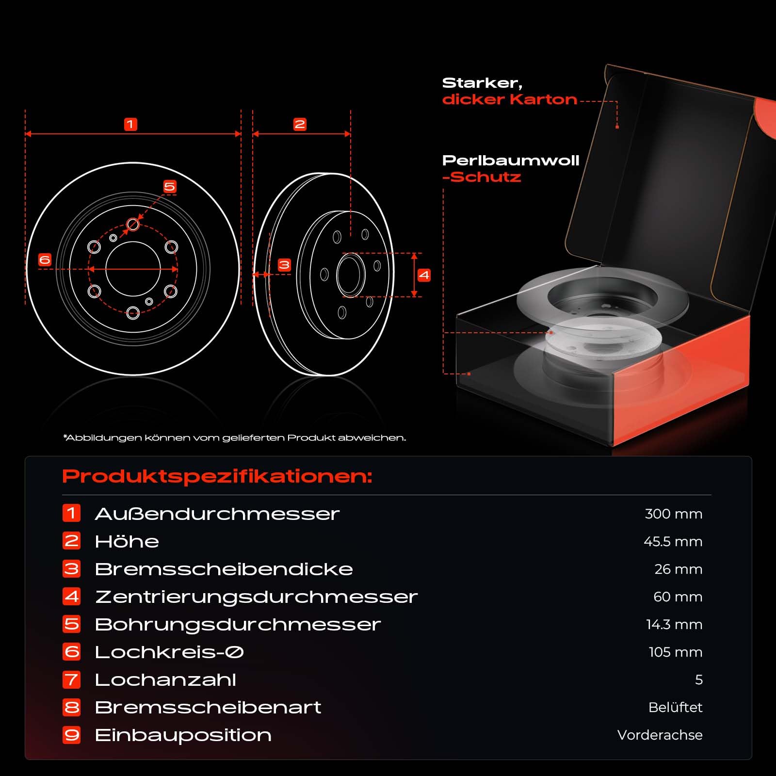 Frankberg 2 discos de freno delanteros ventilados de ⌀300 mm 13502059 | Compatible con: Mokka/Mokka X J13, Trax
