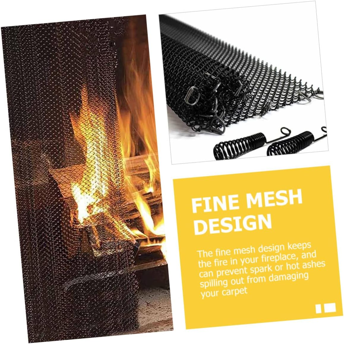 2pcs Fireplace Mesh Screen Curtains Panels Elegant - Design for Living Room Use Fire Safety