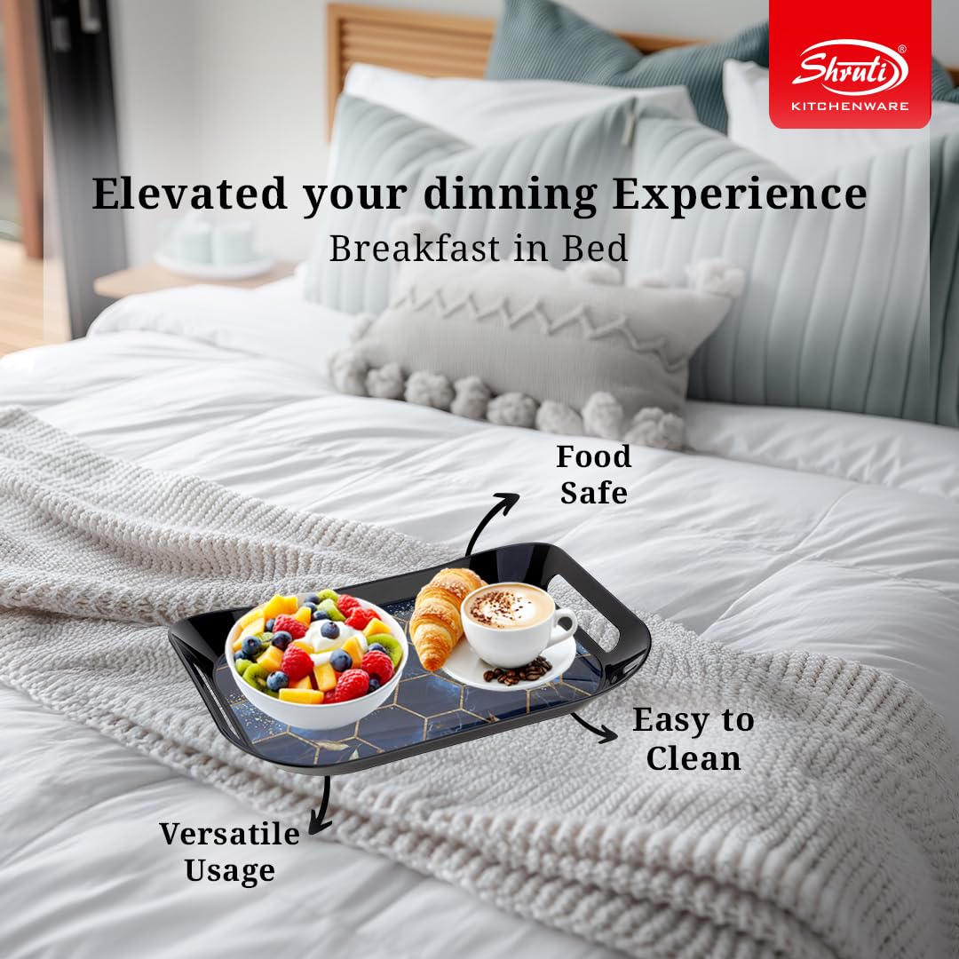 SHRUTI MULTIUSE Serving Tray Set- Black, Multi-Use Kitchen’s Tea Tray, Perfect for Hosting Guests at Home & Hotels (Pack of 3) — Amazon image 5
