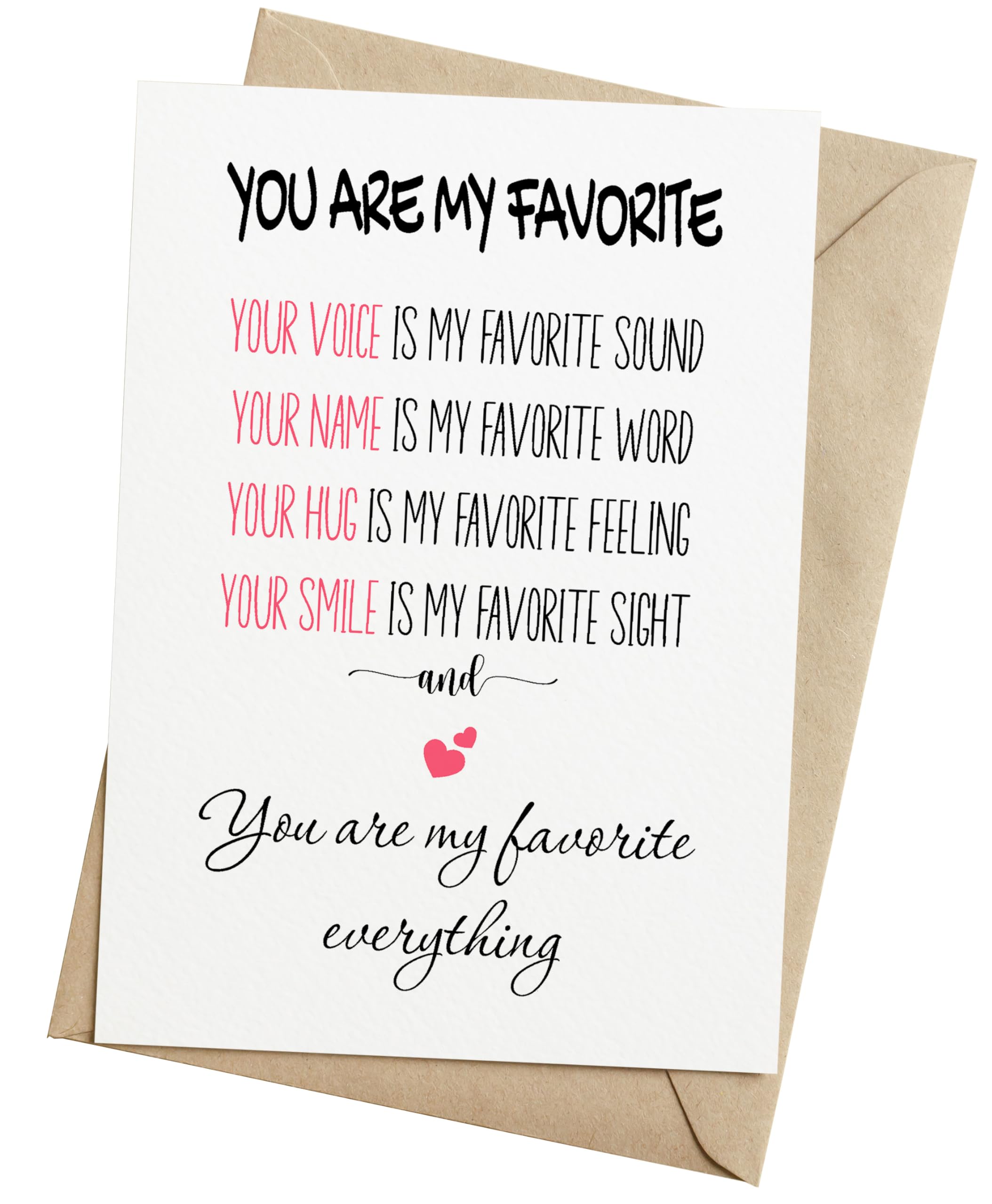 Photo 1 of You Are My Favorite Greeting Card - Valentines Day Card For Him, Her, Wife, Husband, Anniversary Card, Birthday Card - 5x7 inch Folded Card include Envelope, Sticker - Blank Inside