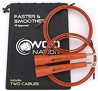 Vista 7 de WOD Nation Cuerda de saltar de velocidad ajustable para hombres, mujeres y niños - Cuerda de saltar de fitness ultrarrápida perfecta para boxeo